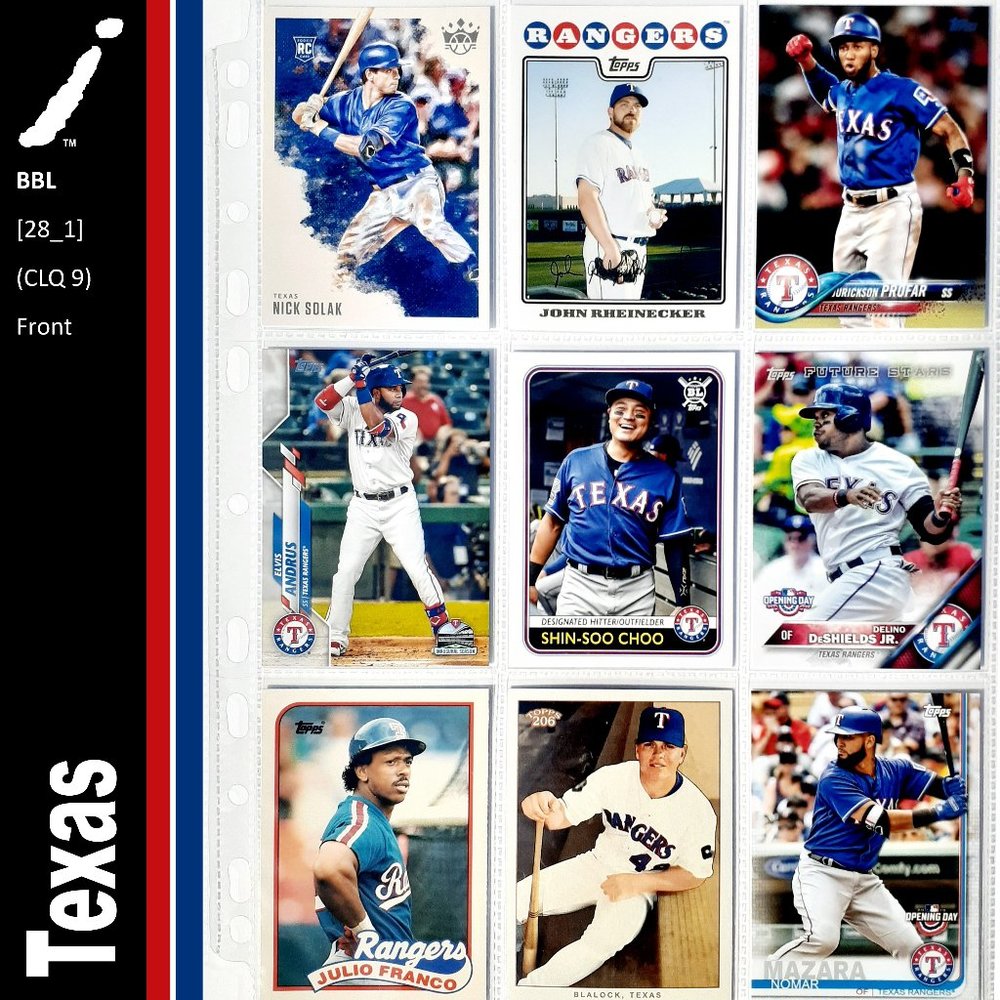 Texas Rangers 9 Card Lot - BSBL [28_1]